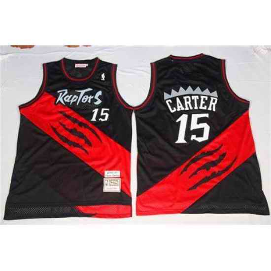 Men Toronto Raptors Vince Carter Black Red NBA Jersey